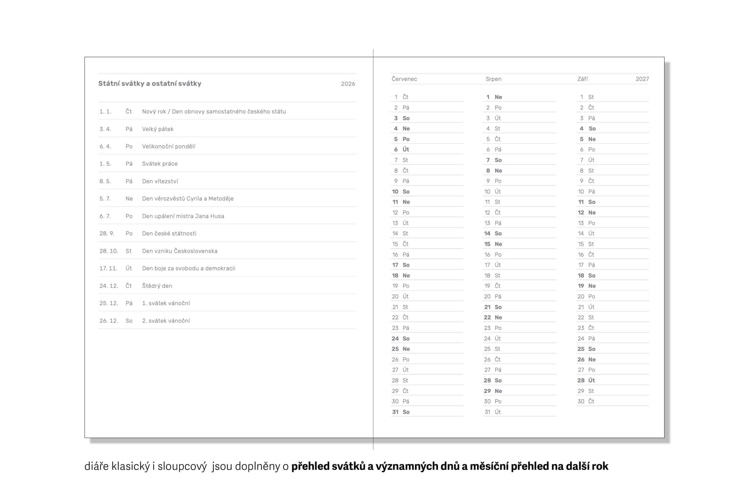 přehled svátků a měsíců